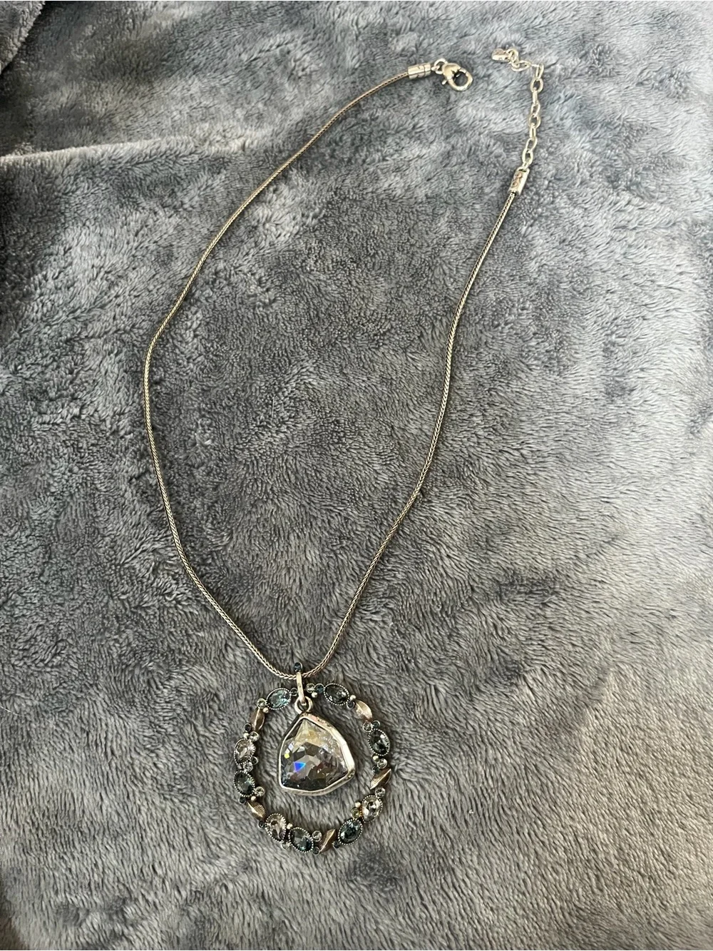 Brighton blue divine feminine circular Swarovski crystal necklace silver gems